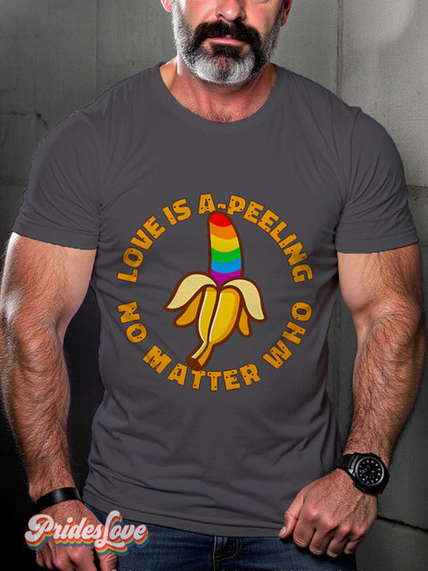 Lgbt Rainbow Pride Banana Gay Art Print T-Shirt Gray / S