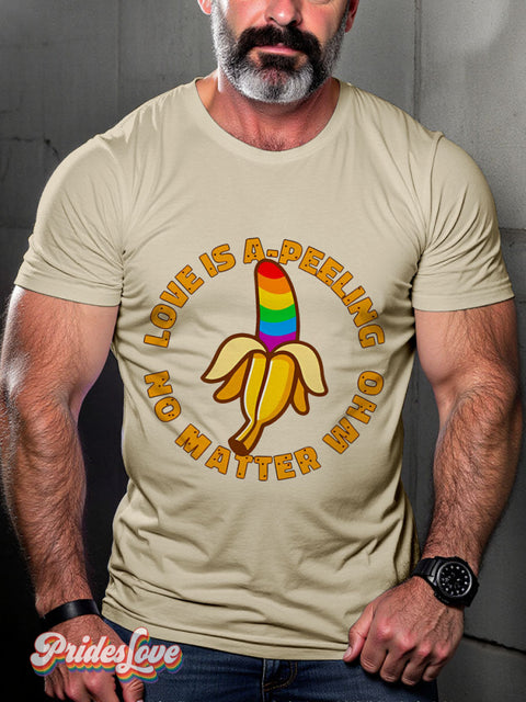 Lgbt Rainbow Pride Banana Gay Art Print T-Shirt Sand / S