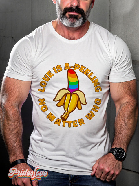 Lgbt Rainbow Pride Banana Gay Art Print T-Shirt White / S