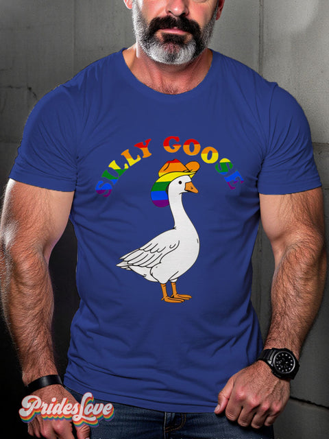 Lgbt Rainbow Silly Goose Gay Art Print T-Shirt Royalblue / S