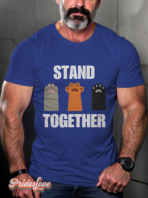 Lgbt Rainbow Stand Together Pride Right Cat Gay Print T-Shirt Royalblue / S