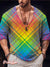 Lgbt Rainbow Striped Lattice Gay Vintage Print Casual 100% Cotton Shirt Multicolor / S
