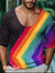 Lgbt Rainbow Stripes Gradient Gay Art Vintage Print Casual 100% Cotton Shirt Multicolor / S