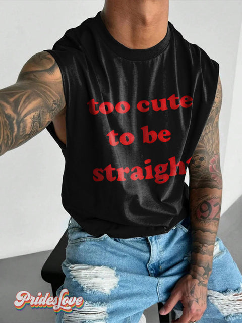 Lgbt Rainbow Too Cute To Be Straight Gay Print Men’s Wide Shoulder Vest Colorful / S