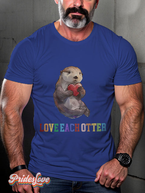 Lgbt Rainbow Witty Otter Puns Gay Art Print T-Shirt Royalblue / S