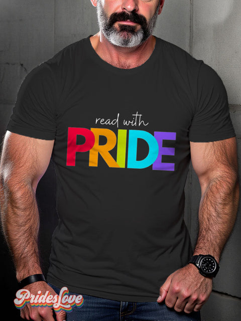 LGBT Read With Pride Casual Print T-shirt Black / S