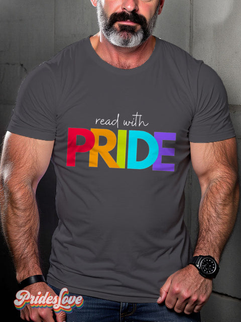 LGBT Read With Pride Casual Print T-shirt Grey / S