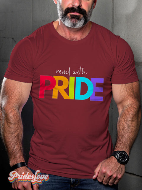LGBT Read With Pride Casual Print T-shirt Maroon / S