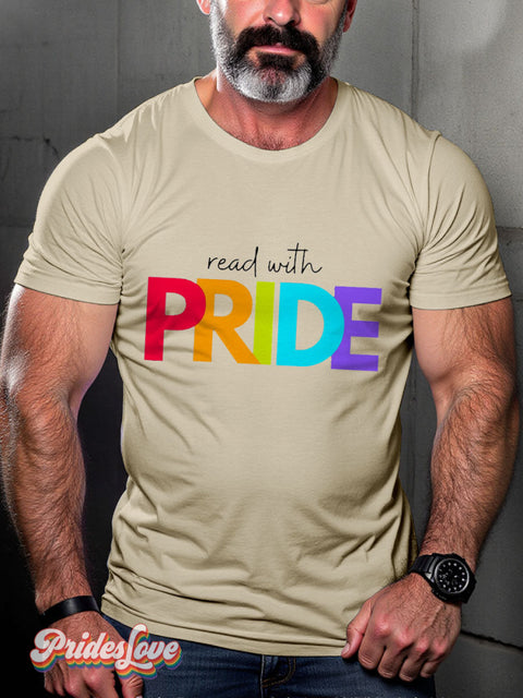 LGBT Read With Pride Casual Print T-shirt Sand / S