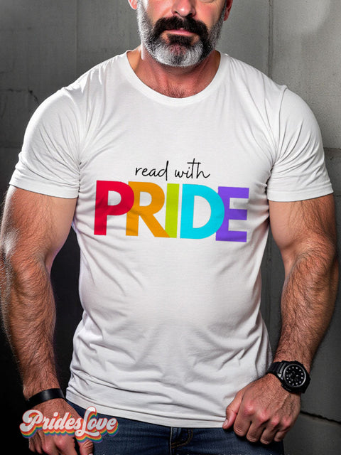 LGBT Read With Pride Casual Print T-shirt White / S