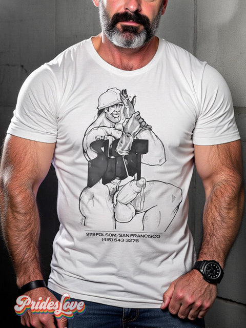 Lgbt Retro Gay Sexy Man Print T-Shirt Multicolor / S