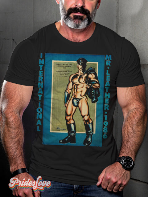 LGBTQ Gay Pride Leather Print T-shirt Black / S