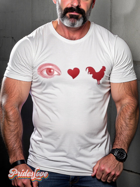 Lgbtq Gay Pride Love Big Cock Print Casual T-Shirt Multicolor / S