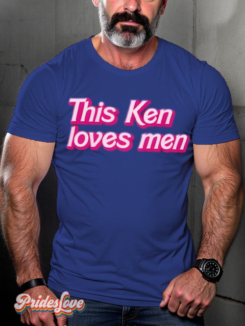 LGBTQ Gay Pride Pink Fun This Ken Loves Gay Print T-shirt Blue / S