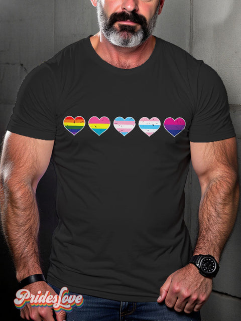 Lgbtq + Rainbow Bisexual Pansexual Transgender Pride Flag Gay Print T-Shirt Black / S