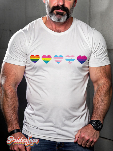 Lgbtq + Rainbow Bisexual Pansexual Transgender Pride Flag Gay Print T-Shirt White / S