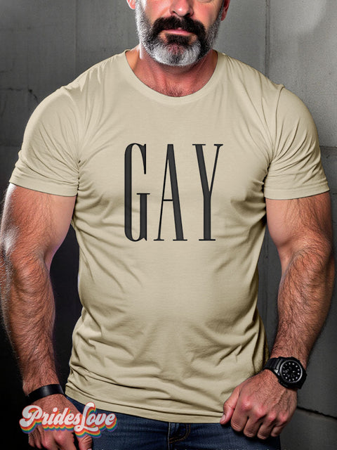Lgbtq Rainbow Gay Queer Pride Print T-Shirt Sand / S