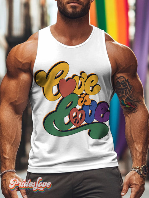 Love is Love Kindness Rainbow LGBTQ Gay Print Men’s Tank Top Multicolor / S