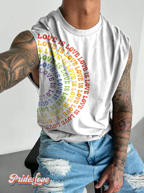Love Is Lgbt Rainbow Gay Print Men’s Wide Shoulder Vest Colorful / S