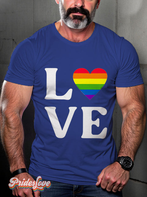 Love Rainbow Heart LGBTQ Gay Print T-shirt RoyalBlue / S