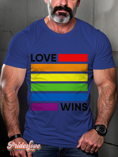 Love Wins Pride Lgbt Rainbow Gay Art Print T-Shirt Royalblue / S