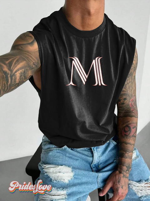 M Rainbow LGBTQ Gay Print Men’s Wide Shoulder Vest Multicolor / S