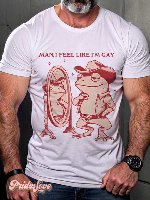 Man I Feel Like I’m Gay Lgbt Rainbow Frog Art Print T-Shirt Multicolor / S