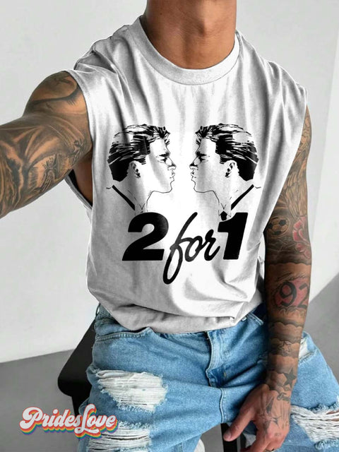 Men’s 2 For 1 Gay Retro Print Wide Shoulder Vest Multicolor / S