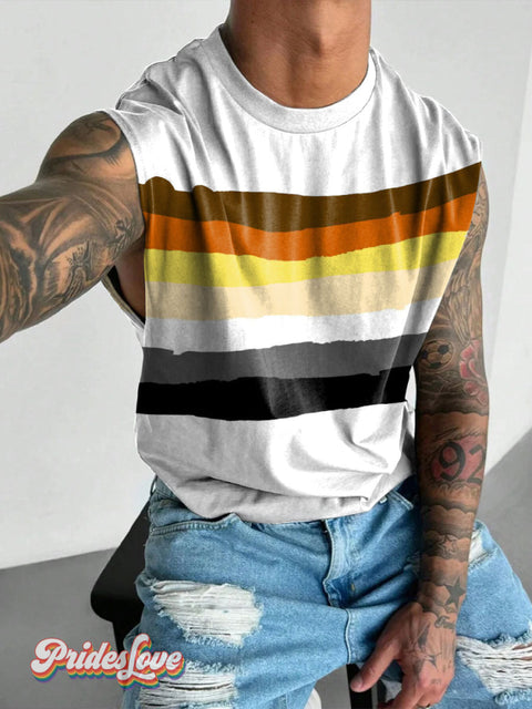 Men’s Bear Flag Color Pride Wide Shoulder Vest White / S