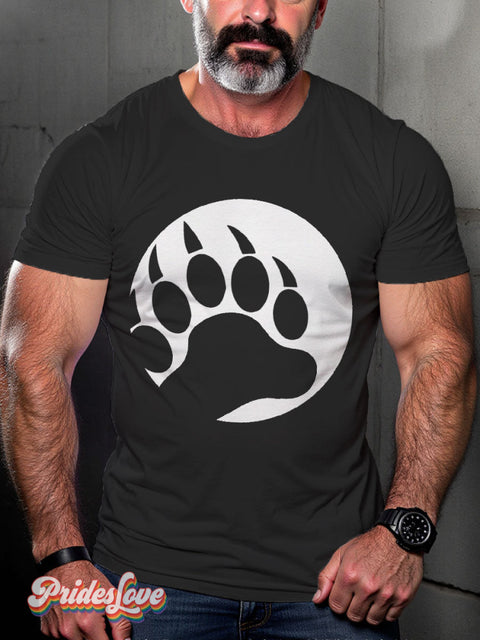 Men’s Bear Paw Pride LGBT Gay Pride Art Casual Print T-shirt Black / S