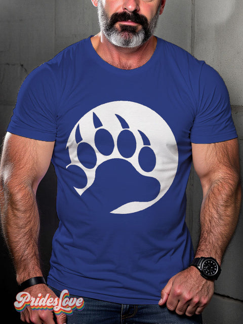 Men’s Bear Paw Pride LGBT Gay Pride Art Casual Print T-shirt Blue / S