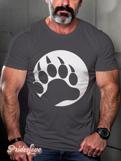 Men’s Bear Paw Pride LGBT Gay Pride Art Casual Print T-shirt Grey / S
