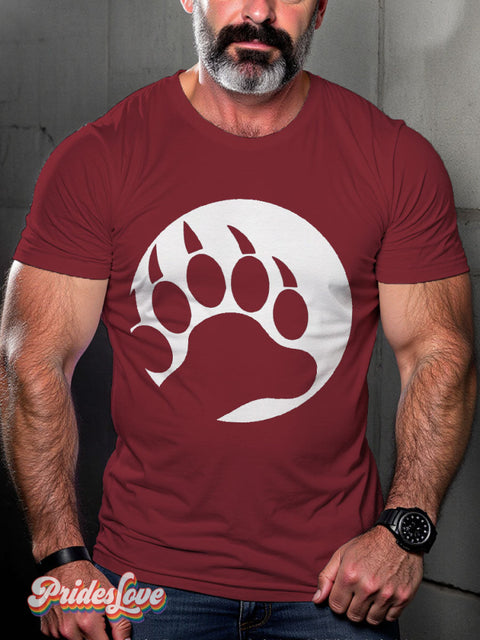 Men’s Bear Paw Pride LGBT Gay Pride Art Casual Print T-shirt Maroon / S