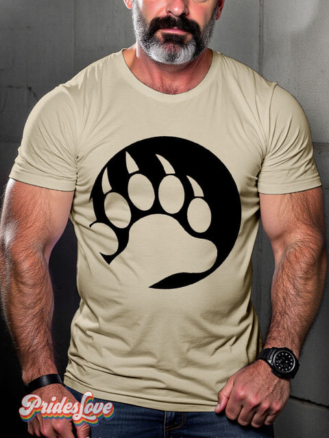 Men’s Bear Paw Pride LGBT Gay Pride Art Casual Print T-shirt Sand / S