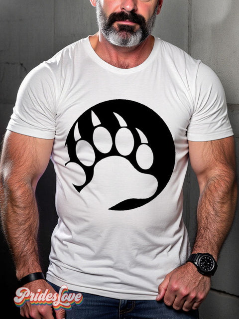 Men’s Bear Paw Pride LGBT Gay Pride Art Casual Print T-shirt White / S