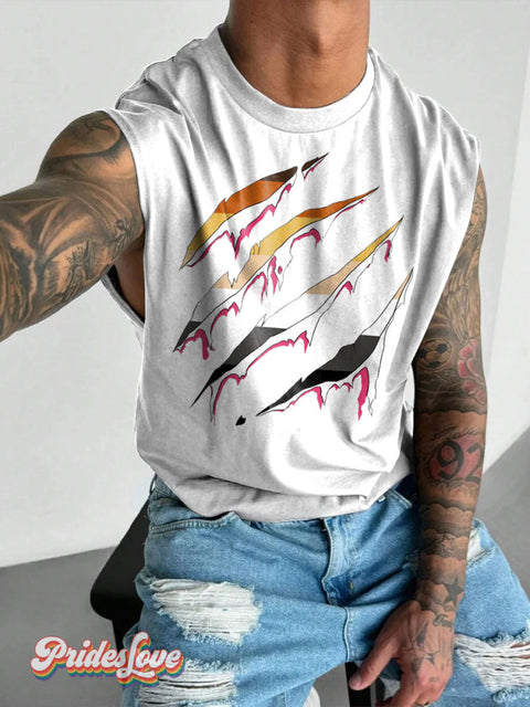 Men’s Bear Scratches Pride Wide Shoulder Vest White / S