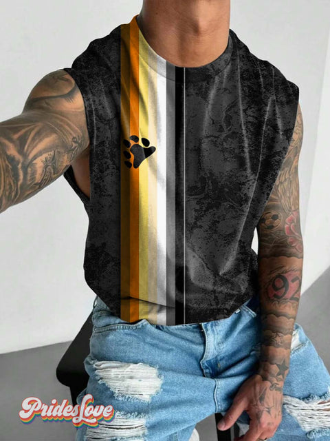 Men’s Bear Strip Gay Print Wide Shoulder Vest Multicolor / S