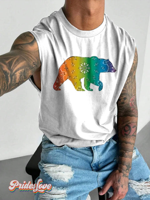 Men’s Bear Tribe Pride Wide Shoulder Vest White / S
