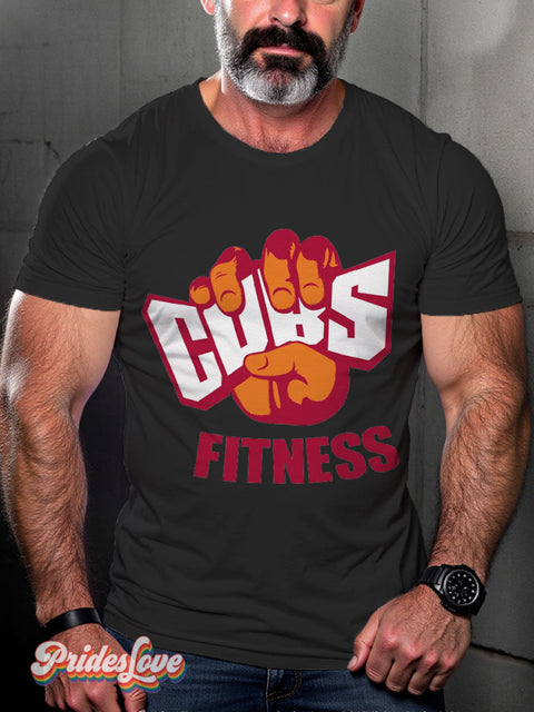 Men’s Cubs Fitness Pride LGBT Gay Pride Art Casual Print T-shirt Black / S
