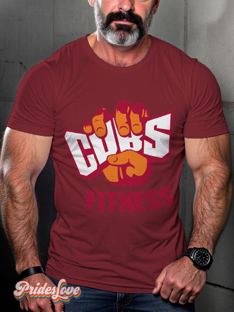 Men’s Cubs Fitness Pride LGBT Gay Pride Art Casual Print T-shirt Maroon / S
