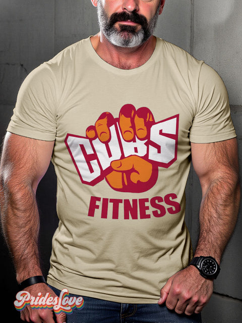 Men’s Cubs Fitness Pride LGBT Gay Pride Art Casual Print T-shirt Sand / S
