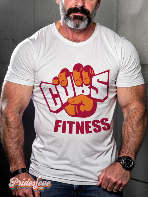 Men’s Cubs Fitness Pride LGBT Gay Pride Art Casual Print T-shirt White / S
