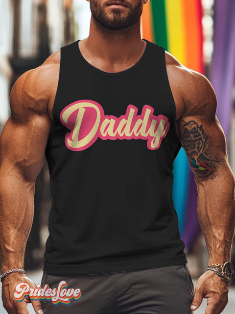 Men’s Daddy Pride LGBT Gay Pride Art Casual Print Tank Top Black / S