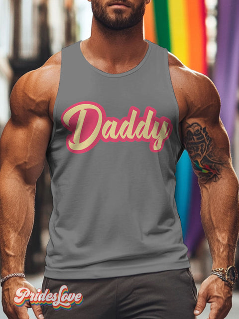 Men’s Daddy Pride LGBT Gay Pride Art Casual Print Tank Top Grey / S