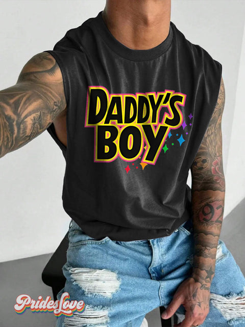 Men’s Daddys Boy LGBT Gay Pride Art Wide Shoulder Vest Black / S