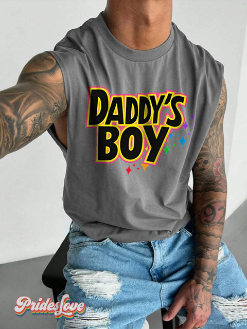 Men’s Daddys Boy LGBT Gay Pride Art Wide Shoulder Vest Grey / S