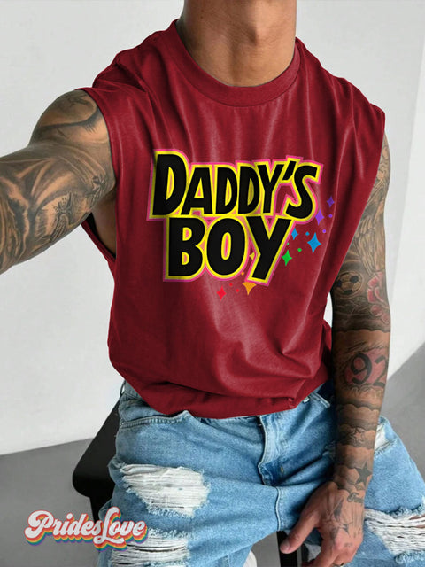 Men’s Daddys Boy LGBT Gay Pride Art Wide Shoulder Vest Maroon / S