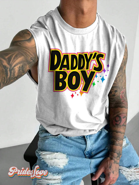 Men’s Daddys Boy LGBT Gay Pride Art Wide Shoulder Vest White / S