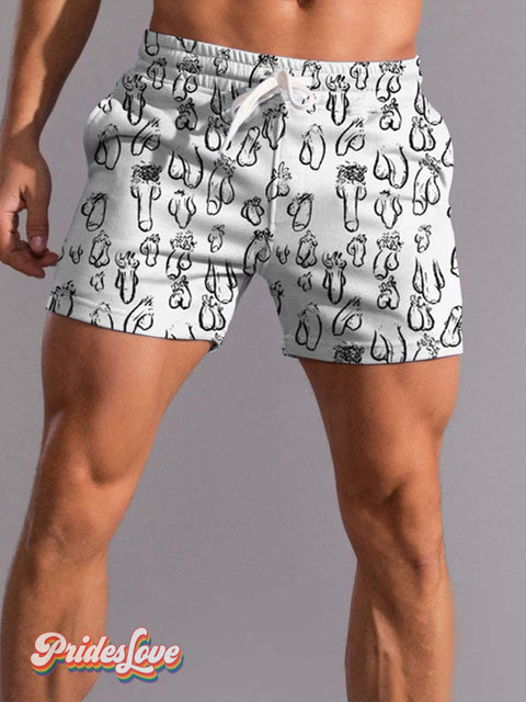 Men’s Funny Daddy Cock Pride Beach Shorts
