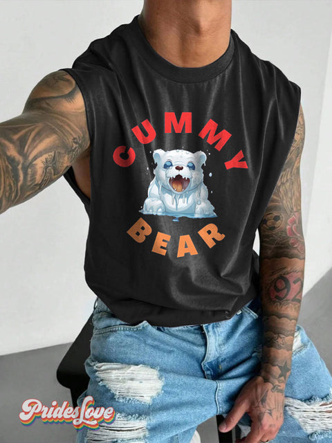 Men’s Funny Gay Pride Bear LGBT Gay Pride Art Wide Shoulder Vest Black / S